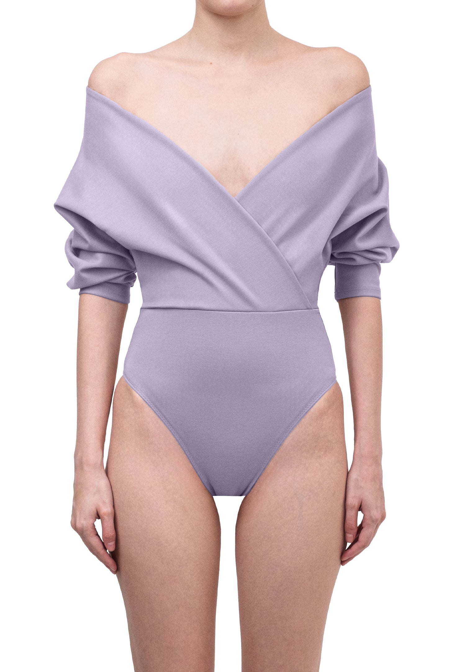 Cross wrap off the shoulder bodysuit fashion