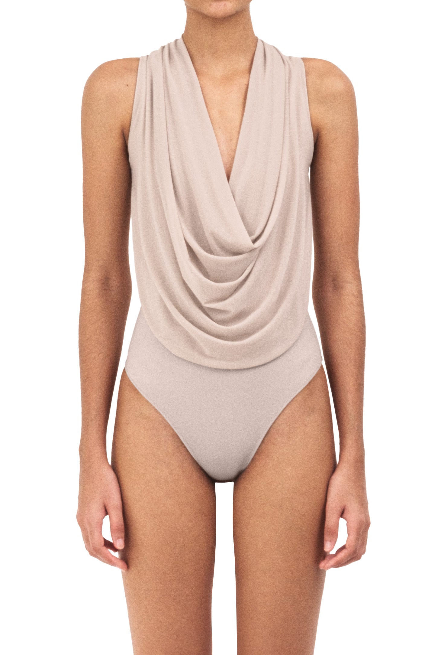 Mesh Cowl Draped Bodysuit – PATTON